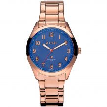 ZINZI horloge blauwe wijzerplaat stalen band roségoudkleurig ZIW205