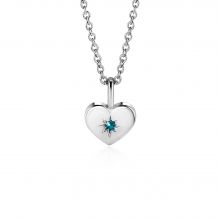 MAART hanger 12mm zilveren hart geboortesteen blauw aquamarijn zirconia