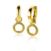 ZINZI zilveren oorbedels 14K geel verguld rond met touw-effect 10mm ZICH2246G