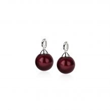 ZINZI zilveren oorbedels parel rond bordeaux rood 10mm ZICH266DR (zonder oorringen)