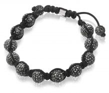 Zinzi koord armband crystals zwart one-size ZIA900Z