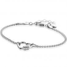 ZINZI zilveren dubbele schakel armband met luxe hart witte zirconia's 17-20cm ZIA2507