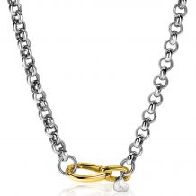 ZINZI zilveren luxe jasseron collier 43 cm bicolor ZIC2105
