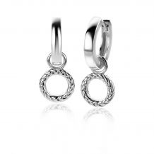 ZINZI zilveren oorbedels rond met touw-effect 10mm ZICH2246