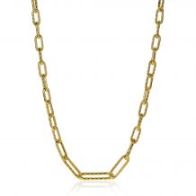 ZINZI zilveren collier 14K geel verguld ovale schakels bewerkt 50cm ZIC2097G