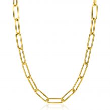 ZINZI gold plated zilveren schakelketting 45cm met schakels van 7mm lang ZIC2533G