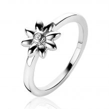 ZINZI zilveren ring bloem wit 9mm ZIR1888