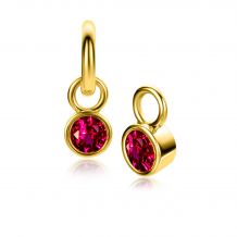 JULI oorbedels gold plated met geboortesteen rood robijn zirconia (excl. oorringen)
