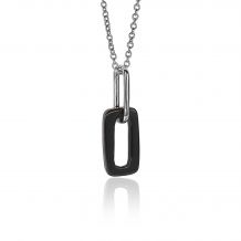 ZINZI zilveren hanger open ovale zwarte onyx ZIH2208 (zonder collier)