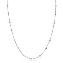 ZINZI zilveren fantasie ketting met 13 roze donuts en glanzende bolletjes 42-45cm ZIC2510