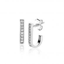 ZINZI zilveren oorstekers in ovale vorm (15mm) bezet met witte zirconia's ZIO2404