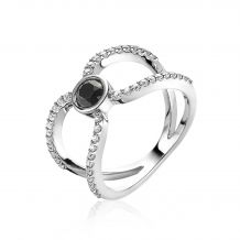 ZINZI zilveren multi-look ring zwarte witte zirconia ZIR1947