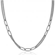 ZINZI zilveren ketting 45cm gourmet en ovale schakels ZIC2206