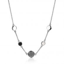 ZINZI zilveren fantasie collier met ronde kleurstenen zwart/grijs/wit 43-45cm ZIC2109