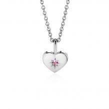 OKTOBER hanger 12mm zilveren hart geboortesteen roze rozenkwarts zirconia (zonder collier)