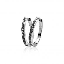 Zinzi zilveren oorringen 24 x 3mm zwarte zirconia's met luxe klapsluiting ZIO192B
