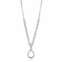 ZINZI zilveren gourmet collier met grotere ovale schakels en grote ovale hanger 40-45cm ZIC2481