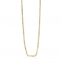 ZINZI zilveren fantasie ketting 14K geel verguld met staafjes 40-44cm ZIC1452G