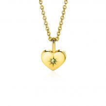 AUGUSTUS hanger 12mm gold plated hart geboortesteen groen peridoot zirconia (zonder collier)