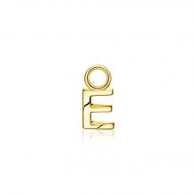 ZINZI zilveren geelvergulde letter oorbedel E per stuk geprijsd ZICH2145E. (zonder oorringen).