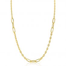 ZINZI gold plated zilveren marine schakel ketting, gecombineerd met grotere ovale schakels 42-45cm ZIC2413G