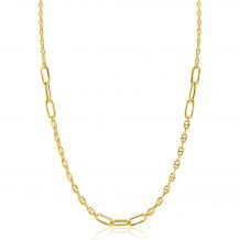 ZINZI gold plated zilveren marine schakel ketting, gecombineerd met grotere ovale schakels 42-45cm ZIC2413G