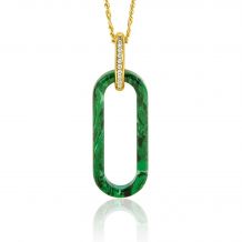 ZINZI grote ovale hanger 38mm in trendy malachiet groen en luxe goldplated hangoog ZIH2456G (zonder collier)