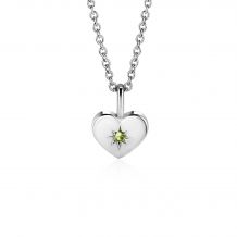 AUGUSTUS hanger 12mm zilveren hart geboortesteen groen peridoot zirconia (zonder collier)