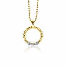 ZINZI zilveren ronde hanger 22mm in geel verguld gedraaid witte zirconia ZIH2128Y