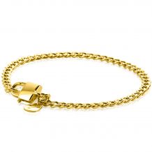 ZINZI gold plated zilveren gourmet armband 3,8mm breed met trendy glimmend slotje als sluiting 18,5cm ZIA2411G