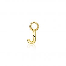 ZINZI zilveren geelvergulde letter oorbedel J per stuk geprijsd ZICH2145J. (zonder oorringen).