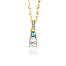 19mm ZINZI gold plated zilveren hanger blauw wit met luxe hangoog ZIH2438 (zonder collier)