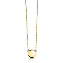 ZINZI gold plated zilveren ketting 43cm met rond plaatje 15mm om te graveren ZIC2345G