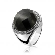 ZINZI zilveren ring zwart ZIR802