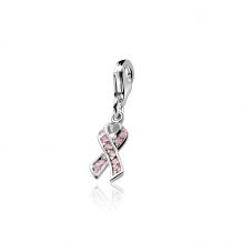 Zinzi zilveren bedel Pink Ribbon roze CHARMS209