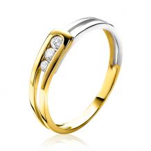 ZINZI Gold 14 karaat gouden strakke bicolor ring met 3 diamanten totaal 0,09crt ZGR53