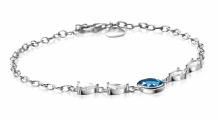 ZINZI zilveren armband bezet met een ronde blauwe kleursteen en vier peervormige witte zirconia's 17-20cm ZIA-BF69