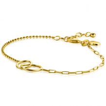 ZINZI gold plated zilveren paperclip en bolletjes schakelarmband met ronde vormen verbonden 17-20cm ZIA2342G