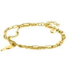 ZINZI gold plated zilveren multi-look armband met gourmet en bolletjes schakels, glanzende sleutel als bedel ZIA2357