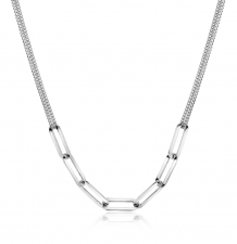 ZINZI zilveren collier dubbele ketting met paperclip schakels 40-45cm ZIC2262