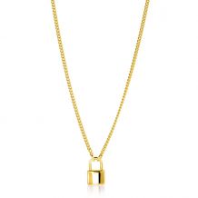 ZINZI gold plated zilveren gourmet ketting 45cm met trendy slotje als bedel 40-45cm ZIC2354G