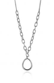 ZINZI zilveren gourmet collier met grotere ovale schakels en grote ovale hanger 40-45cm ZIC2481