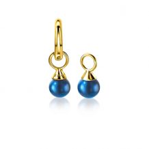 ZINZI gold plated zilveren oorbedels parels blauw 6mm ZICH1749BG (excl. oorringen)