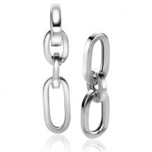 ZINZI zilveren oorbedels drie paperclip schakels 35mm ZICH2351 (zonder oorringen)