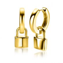 ZINZI gold plated zilveren oorbedels trendy slotje 13mm ZICH2353G (excl. oorringen)