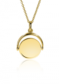 ZINZI zilveren hanger 14K geel verguld 27mm rond glimmend plaatje 18mm ZIH2217G