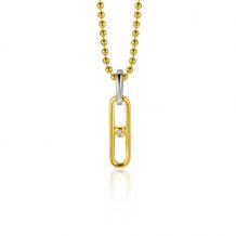 ZINZI gold plated zilveren ovale hanger 20mm met witte zirconia ZIH2300