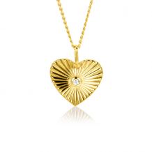 ZINZI gold plated zilveren hanger hart met zonnestralen en witte zirconia 20mm ZIH2305 (zonder collier)