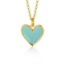 ZINZI gold plated zilveren hanger hart 15mm met turquoise emaille ZIH2314T