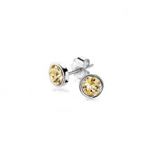 ZINZI zilveren oorknoppen 7mm rond Swarovski-crystal champagne ZIO1423C
